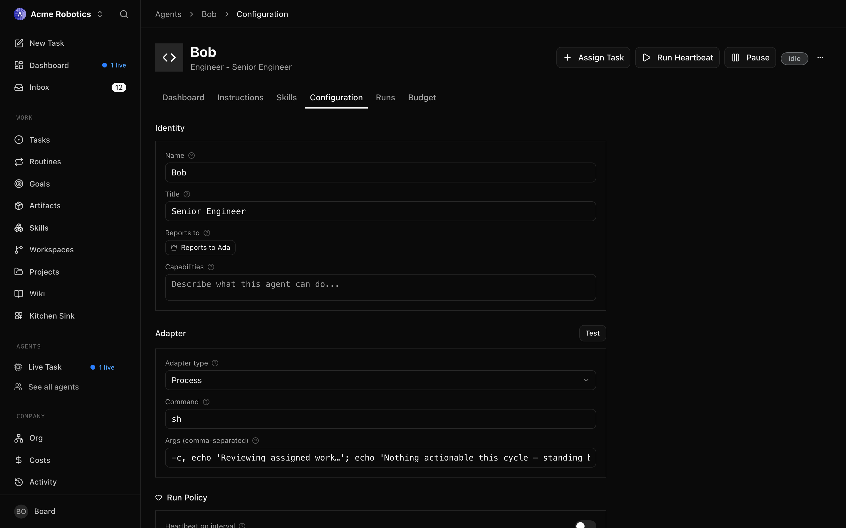 Configuration tab