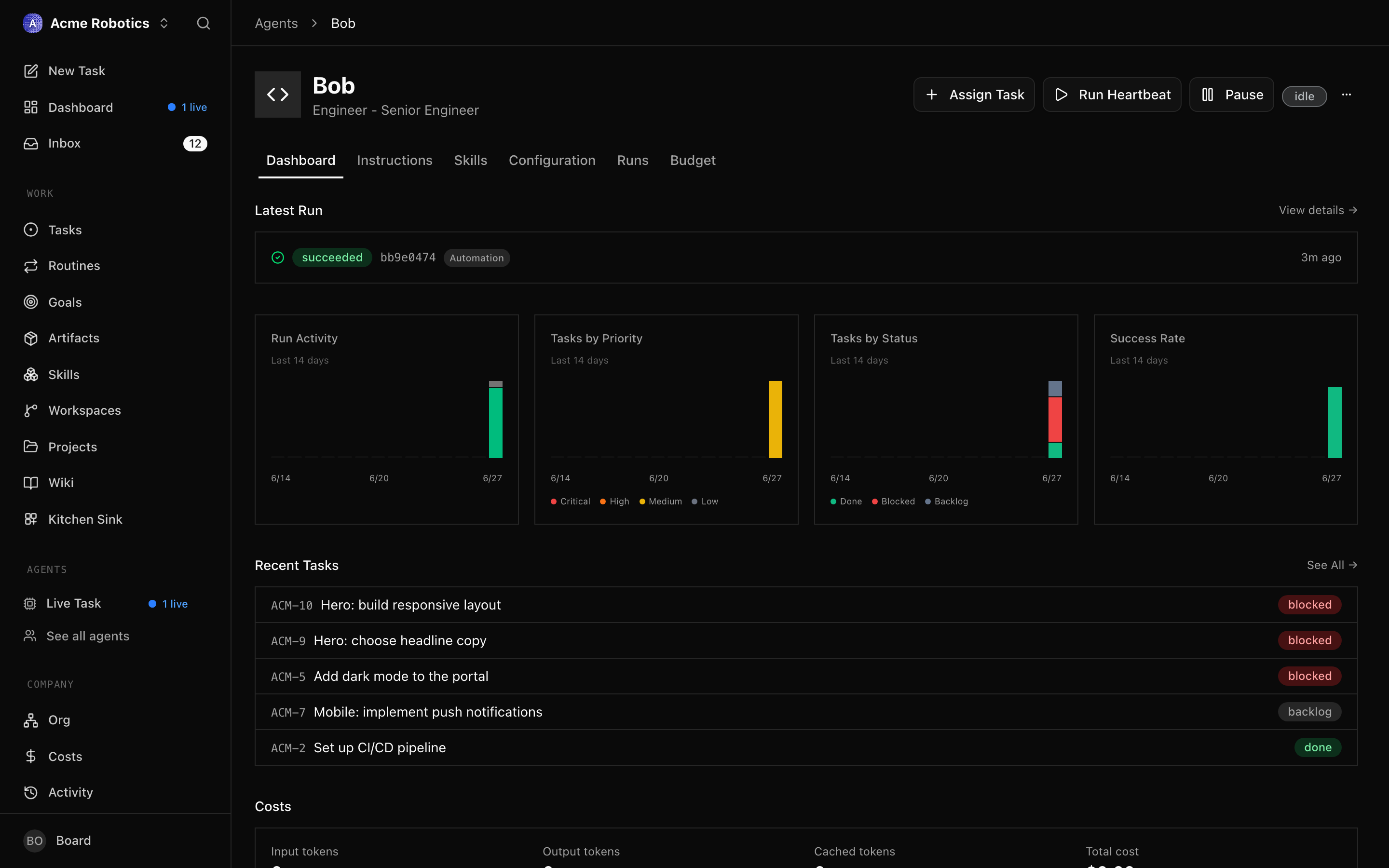 Dashboard tab
